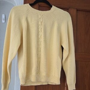 Talbots Soft Yellow Cable Knit Sweater